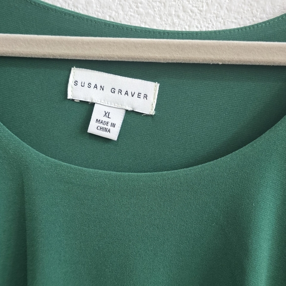 Susan Graver layered green blouse size XL - Picture 2 of 12